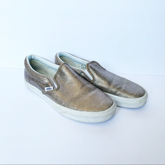 gold sparkly slip on shoes